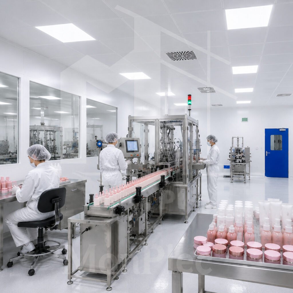 Sala blanca en planta cosmética